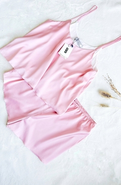 Conjunto short y blusa rosa sedita
