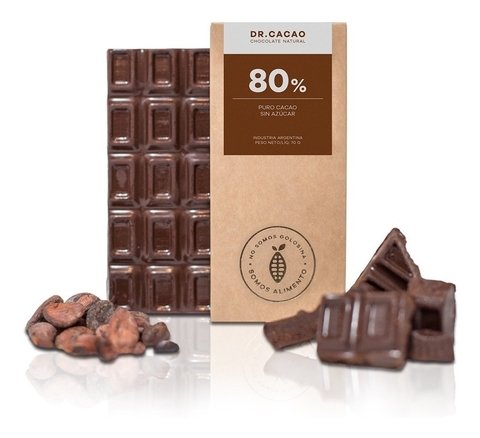 Chocolate En Barra Dr Cacao 80% Cacao Sin Azúcar X 70gr