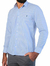 Camisa Social Masculina Manga Longa Comfort Algodão Egipcio Fio 80 Listras Azul Claro e Branco LC162203