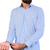Camisa Manga Longa Social Masculina Comfort Algodão Egícpio Fio 80 Listras Azul Claro e Branco LC162203 na internet