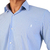 Camisa Manga Longa Social Masculina Comfort Algodão Egícpio Fio 80 Listras Azul Claro e Branco LC162203 - Rechia Store - Loja de Gravatas e Acessórios