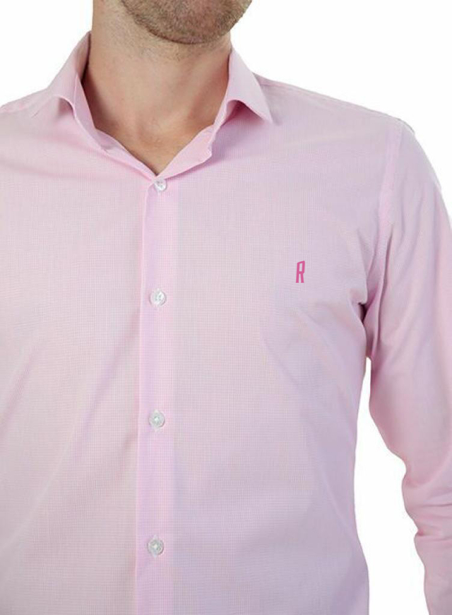 Camisa Manga Longa RL Micro Xadrez Rosa - Brüder Multimarcas