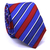 Gravata Slim Estampa Listrada Azul Royal, Terracota e Branca