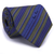 Gravata Tradicional Seda Estampa em Listras Azul Royal e Cinza Grafite CX0021-SE08042