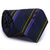 Gravata Tradicional Seda Estampa em Listras Azul Marinho, Azul Serenity e Dourado CX0024-SE08048