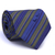 Gravata Tradicional Seda Estampa em Listras Azul Royal, Preto e Cinza Grafite CX0036-SE09048