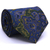 Gravata Tradicional Seda Estampa Desenhada Azul Royal, Verde Escuro e Amarelo CX0039-SE09015