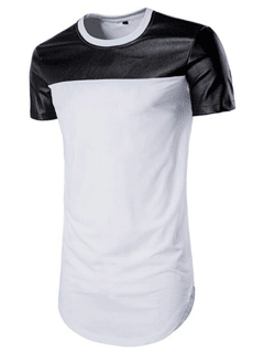 Camiseta M/C Longline Detalhe Couro