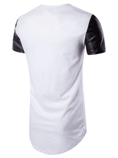 Camiseta M/C Longline Detalhe Couro - comprar online