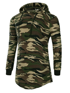 Camiseta Longline M/L Camuflada Capuz/Zíper