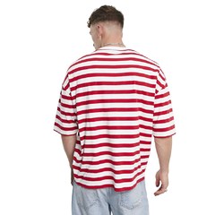 Camiseta Oversized Listrada Vermelha Stecchi - comprar online