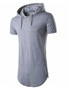 Camiseta Longline M/C Capuz/Zíper