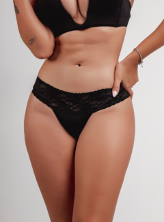 Calcinha Tanga Cós Em Renda Duhellen Preto 0944 - DUH INTIMATES