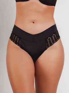 Calcinha Fio Duplo Em Microfibra Com Detalhes Preto Duemes 2392 - DUH INTIMATES