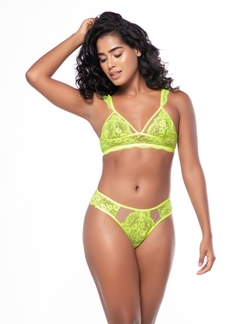 Conjunto Antonela Sem Bojo Nerfetiti Amarelo Fluorescente 3134