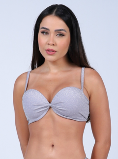 Sutiã Top Tomara Que Caia em Lurex Prata 5313 - DUH INTIMATES