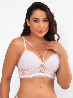 Sutiã Strappy Em Renda Com Bojo Duhellen Branco 6603