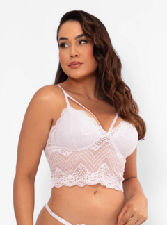 Sutiã Cropped Strappy Renda C/ Bojo Duhellen Branco 6607 na internet