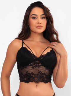 Imagem do Sutiã Cropped Strappy Renda C/ Bojo Duhellen Preto 6607