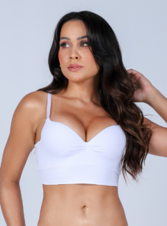 Sutiã Cropped Segunda Pele C/ Bojo Duhellen Branco 6616 - DUH INTIMATES