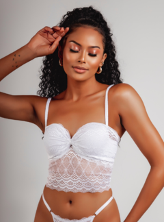 Top Cropped em Renda Tomara Que Caia Branco 9004 - loja online