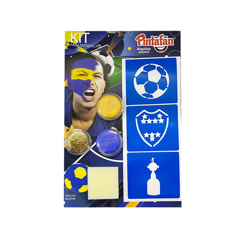 Set Pintura Maquillaje Boca Juniors + Stencil + Esponja