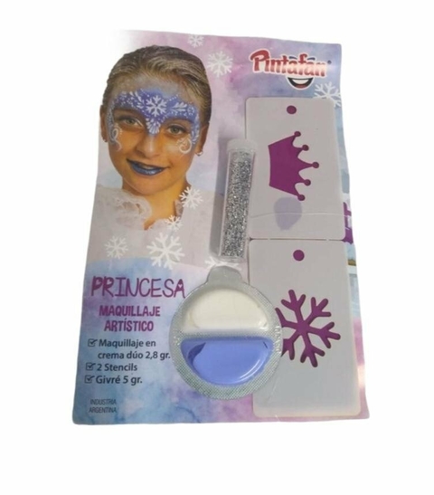 Set Pintura Maquillaje Princesa + Stencil + Esponja+ Givre