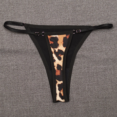 Cola less de engomado simil cuero y Lycra - negro + leopardo