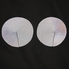Pezoneras reutilizables holográficas plateadas circulares