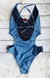 Entera Shine Carey Azul Petróleo Argolla Marrón Oscuro - Marina Martorell Swimwear