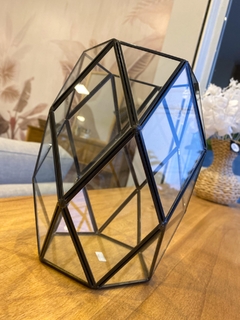 FLORERO DE VIDRIO HEXAGONAL NEGRO - comprar online