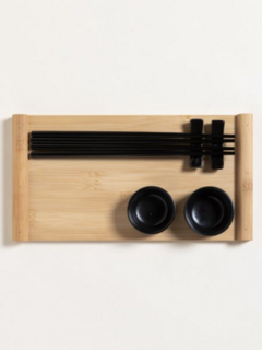 SET DE SUSHI BAMBOO Y PORCELANA NEGRO PARA 2 en internet