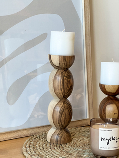 CANDELABRO MADERA ESFERA GRANDE - comprar online