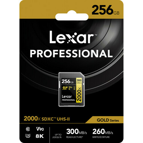 Cartão de Memória Lexar 256GB Professional 2000x UHS-II V90 SDXC (SERIE GOLD) - comprar online