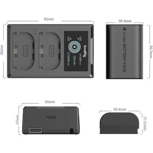 Kit 2x Baterias SmallRig LP-E6NH + Carregador Duplo LCD (2040 mAh) 3821 na internet