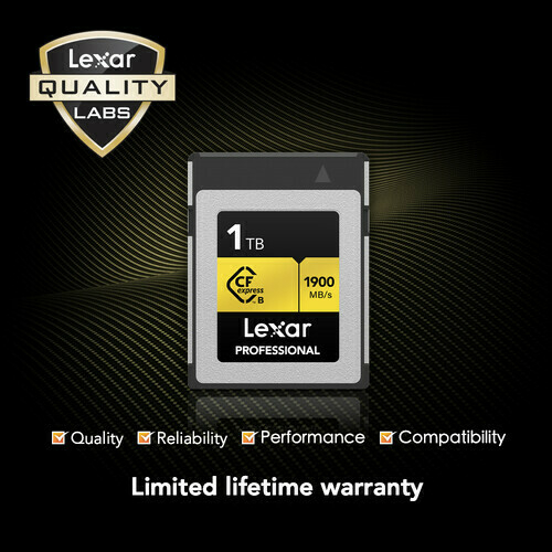 Imagem do Lexar 1TB Professional CFexpress Type B (read 1900 MB/s - write 1500mb/s - Gold Series) - LCXEXPR001T-RNENG