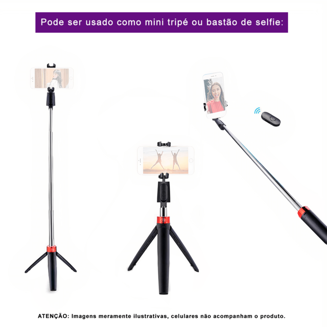 Bastão de Selfie e Mini Tripé 2x1 Greika Y11 (Controle Bluetooth) - comprar online