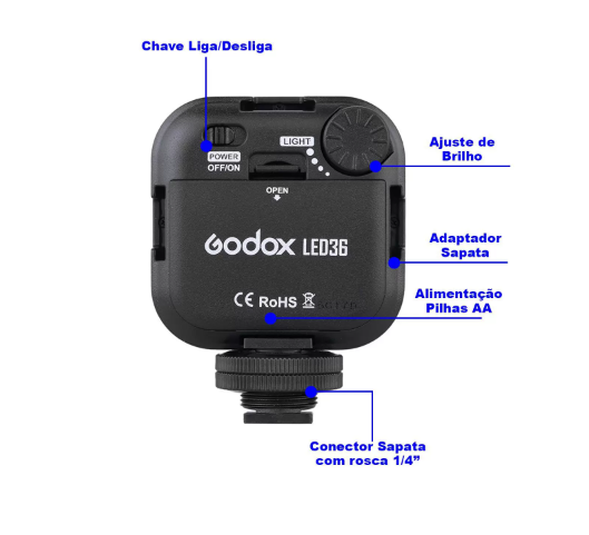 Mini Iluminador LED36 Godox (36 leds - Temp. 5500K) - comprar online