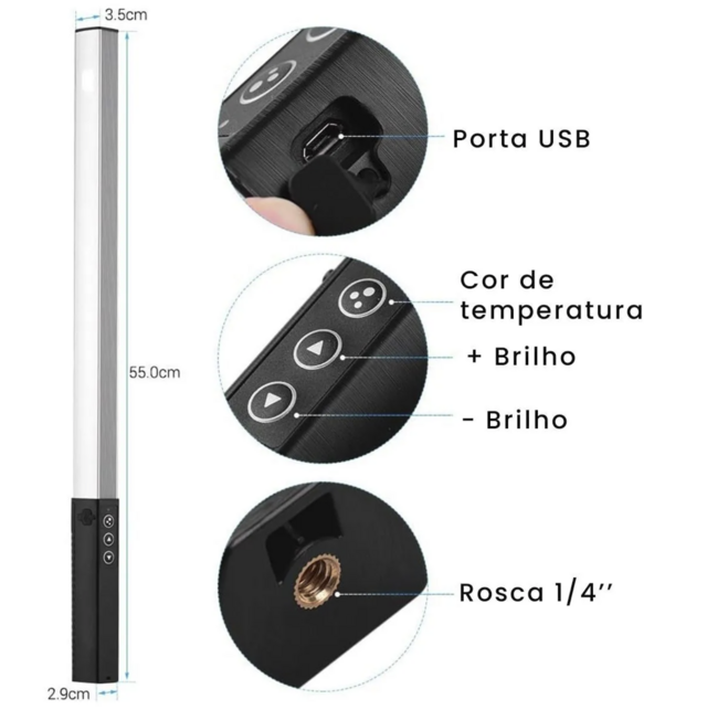 Iluminador Bastão LED Greika HL-14M ( 10w / RGB / 2600mAh / ICR>95 / Controle Remoto) - comprar online