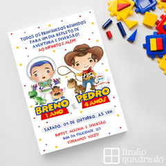 Convite para imprimir Toy Story - Buzz e Woody 