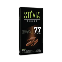 Chocolate 77% Cacau Stévia Genevy 80g