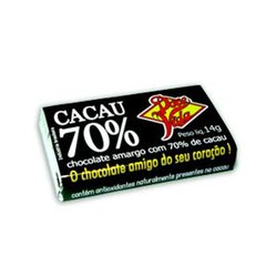 Chocolate 70% Cacau Natural 14g Doce Vida Display 24 un - comprar online