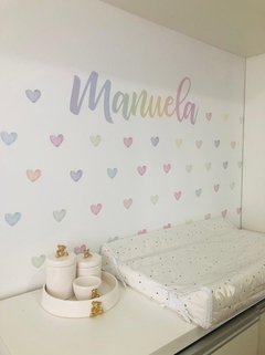 Adesivos Corações Aquarela e Nome Personalizado