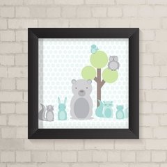 Quadro Infantil Bichinhos fundo Bolinhas - comprar online