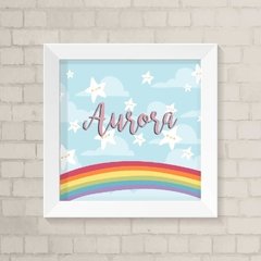 Quadro com Nome Arco-Íris e Estrelas