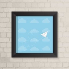 Quadro Infantil Avião de Papel Azul - comprar online