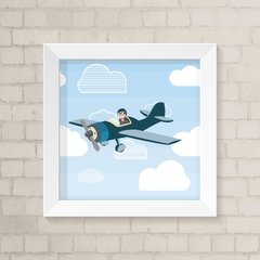 Quadro Infantil Avião e Nuvens