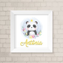Quadro com Nome Panda Aquarela