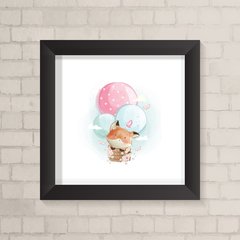 Quadro Infantil Raposinha e Balão Aquarela - comprar online