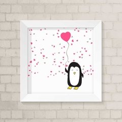 Quadro Infantil Pinguim e Coração
